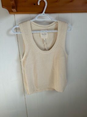 Part Two Cream Ribbed Knit Tank - Scoop Neck Sleeveless Sweater